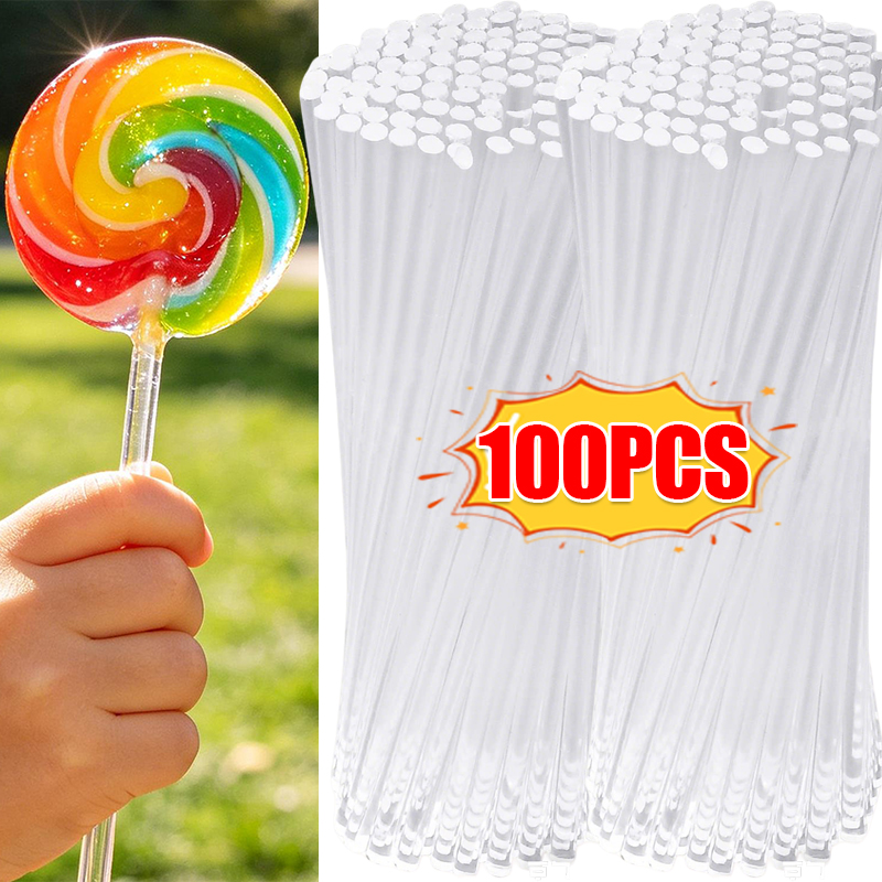 Kitchen Baking Blender - 100/20pcs Reusable Transparent Acrylic Lollipop Stick