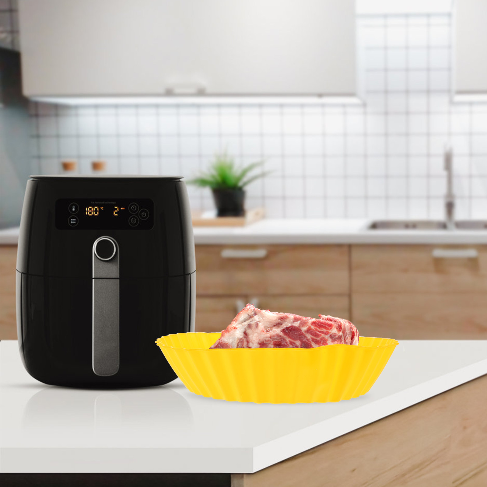 Kitchen Baking Mat - 2Pcs Silicone Air Fryer Pot Reusable