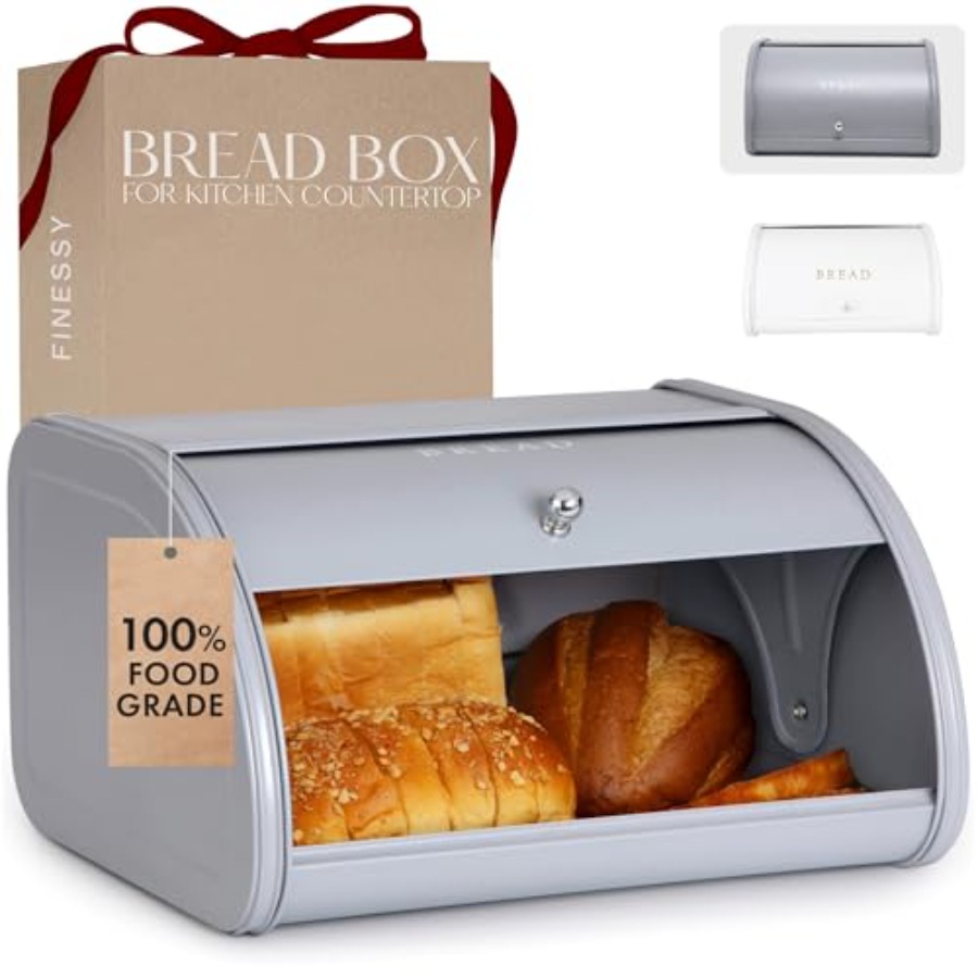 Kitchen Baking Mat - Modern Metal Bread Box for Kitchen