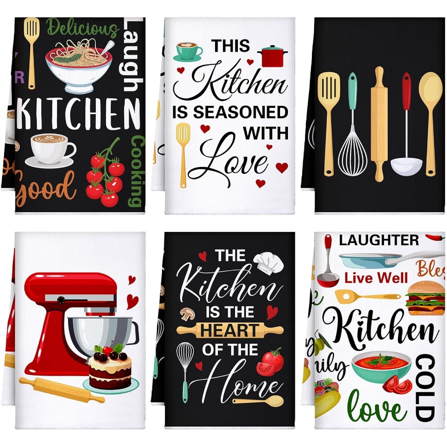Kitchen Baking Quotes - 6 Pcs Funny Quotes Kitchen Towels