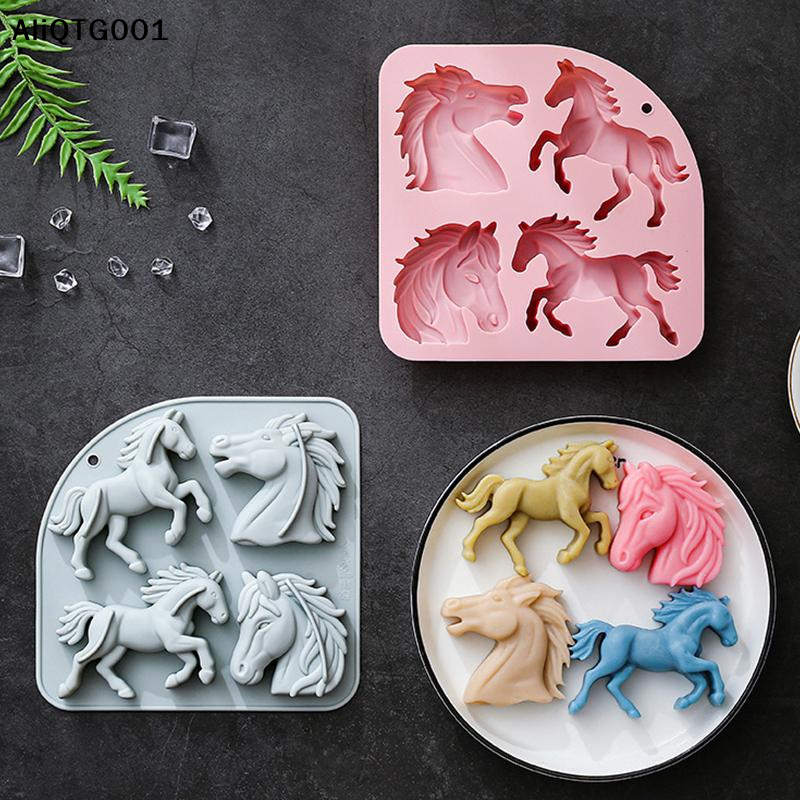 Kitchen Equipment For Baking - 4-Cavity 3D Horse Silicone Mold for