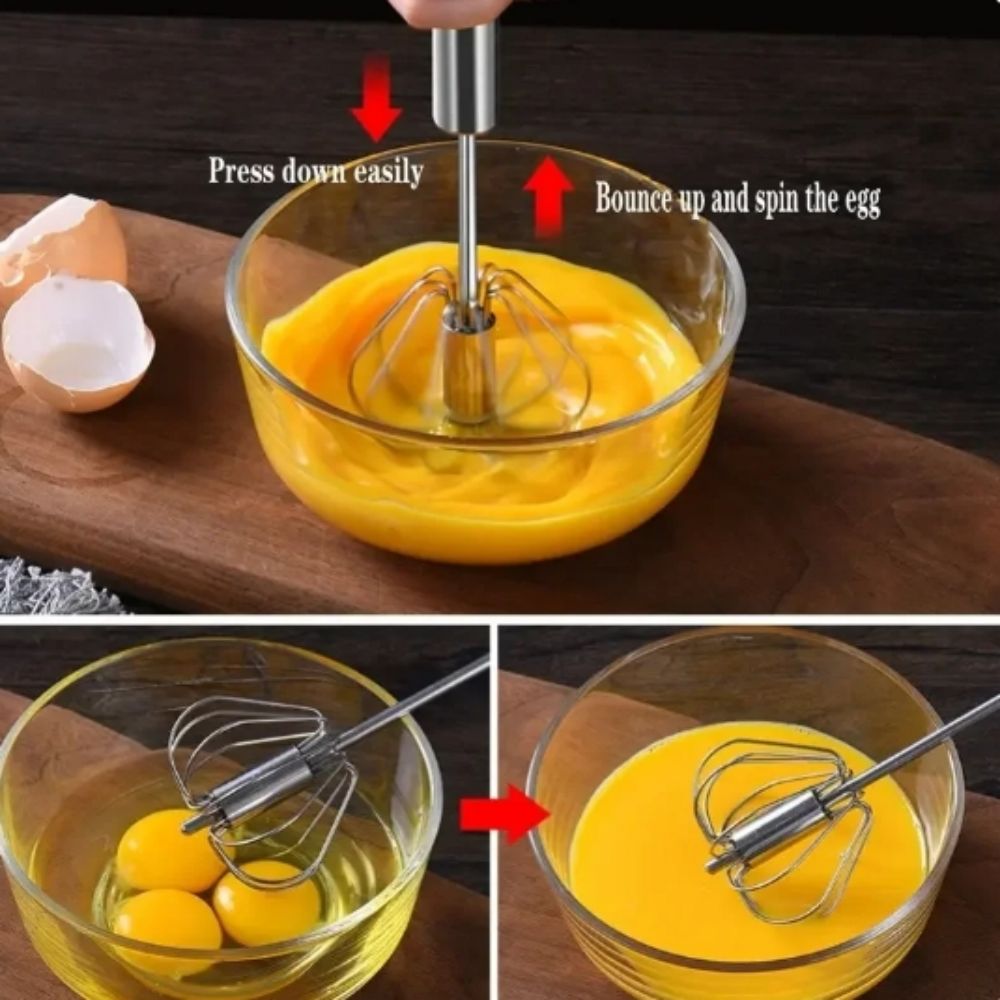 Stainless Steel Rotary Whisk S - Kitchen Baking Blender recension och pris