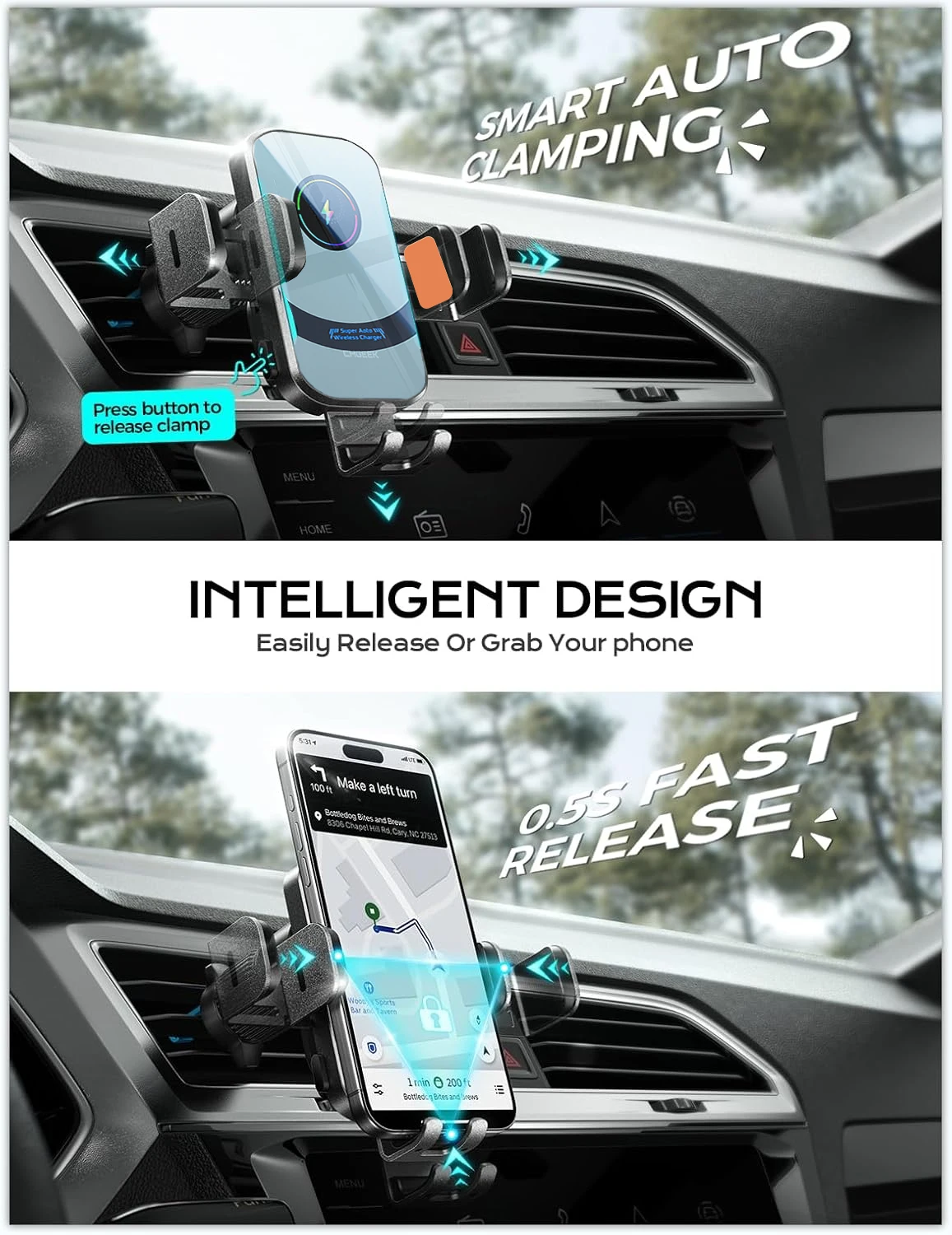 UYUXIO Wireless Car Charger Su - Cooling Rack Wire recension och pris