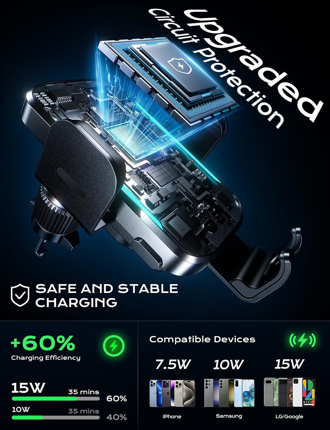 UYUXIO Wireless Car Charger Su - Cooling Rack Wire recension och pris