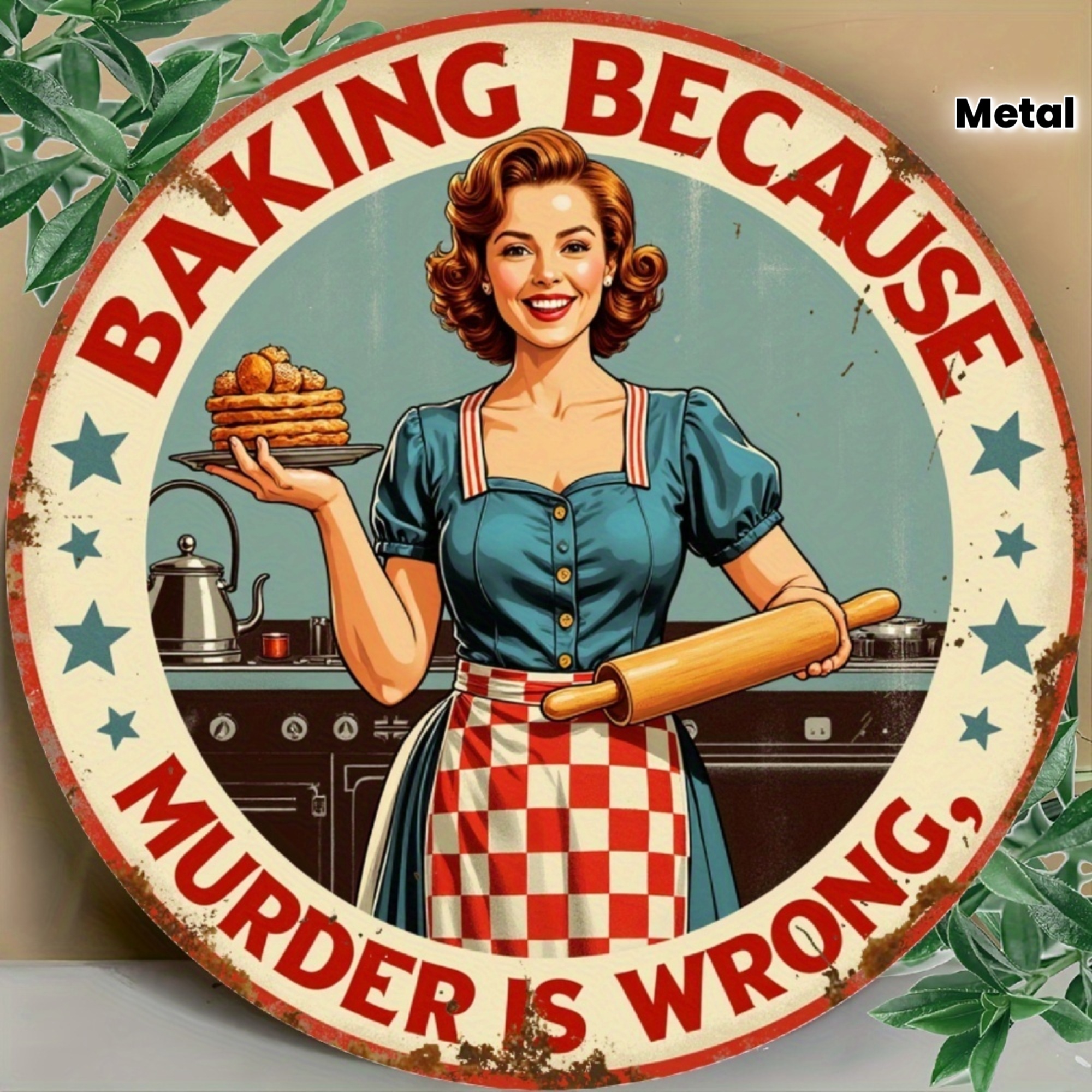 Vintage Aluminum Round Sign 