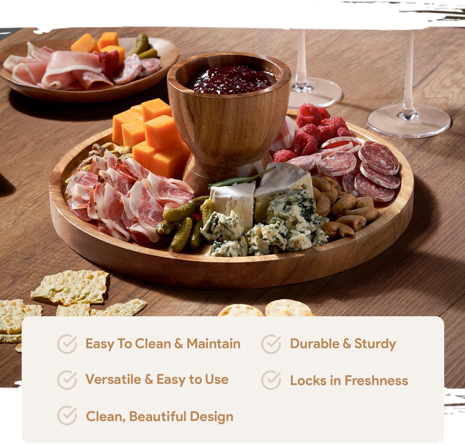 Acacia Wood Cake Stand with Do - Cake Board Round recension och pris