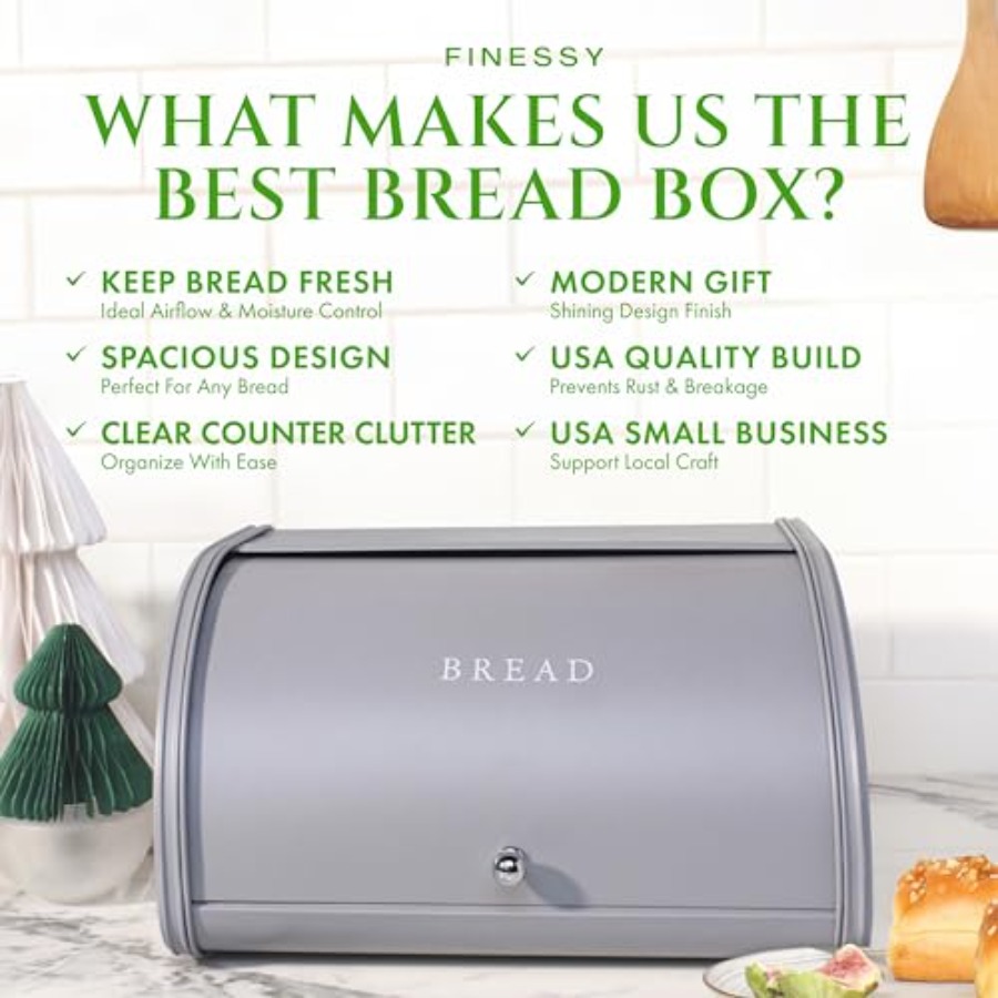 Modern Metal Bread Box for Kit - Kitchen Baking Mat recension och pris