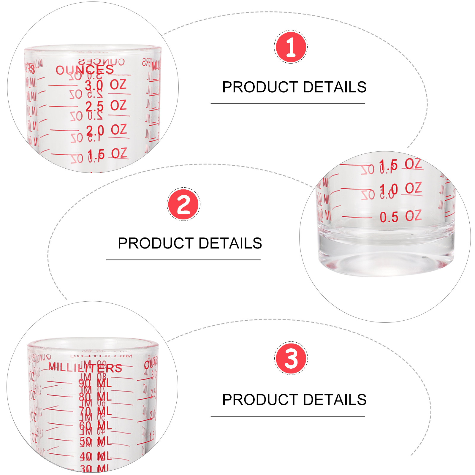 3Pcs Reusable Glass Measuring  - Kitchen With Baking Area recension och pris