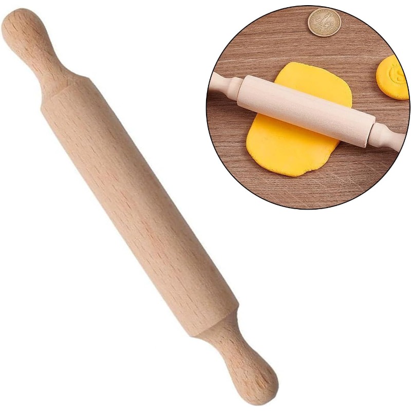 Wooden Mini Rolling Pin for Ki - Baking Kitchen Kids recension och pris