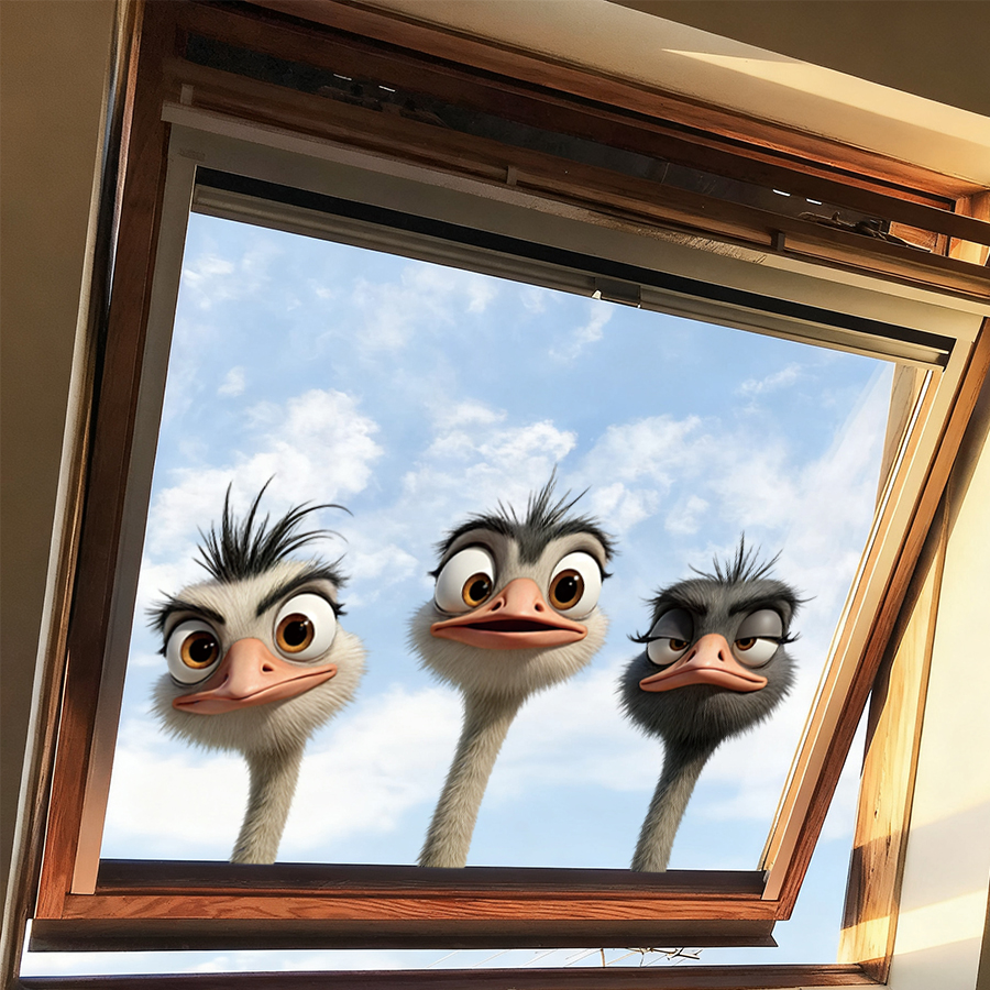 3Pcs Cartoon Ostrich Window De - Kitchen Uncle recension och pris