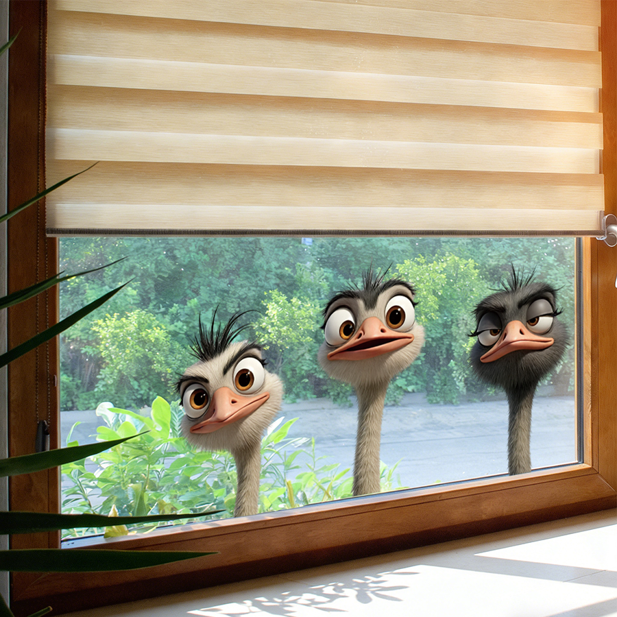 3Pcs Cartoon Ostrich Window De - Kitchen Uncle recension och pris