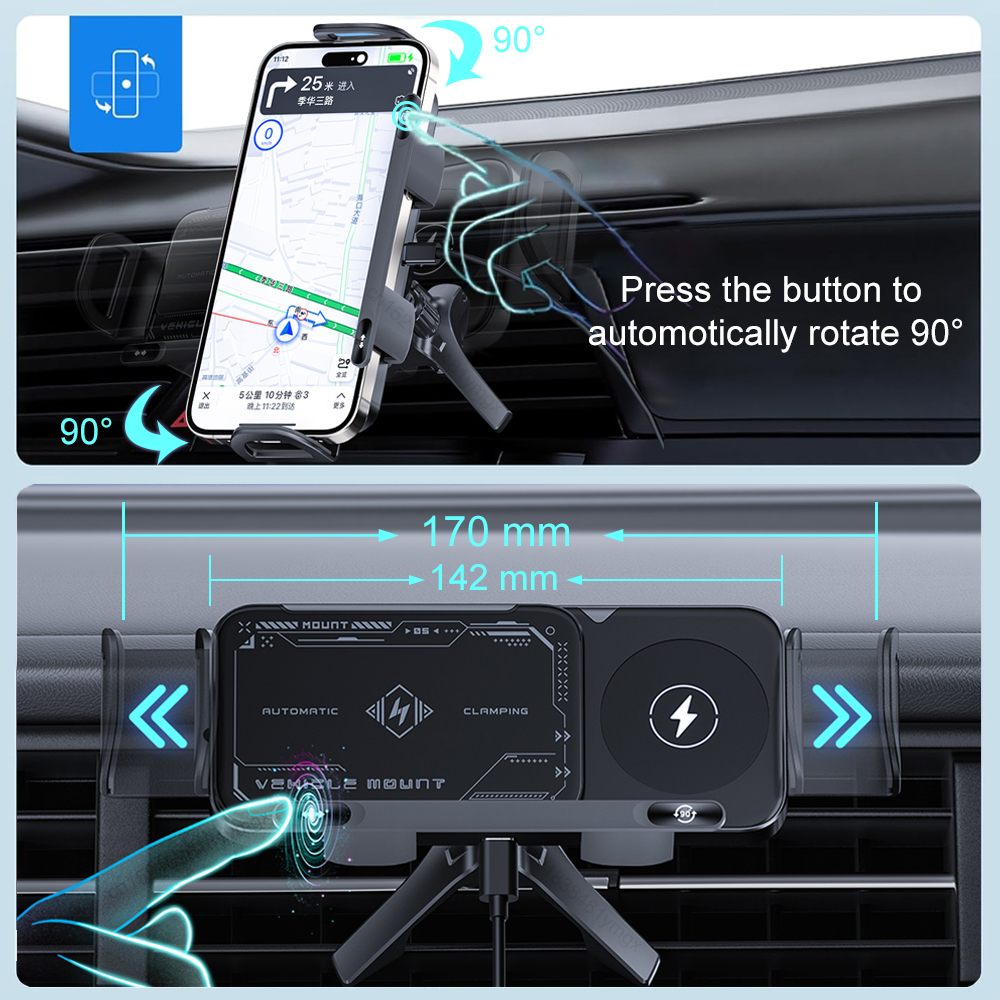 Car Wireless Charger Dual Coil - Cooling Rack Wire recension och pris