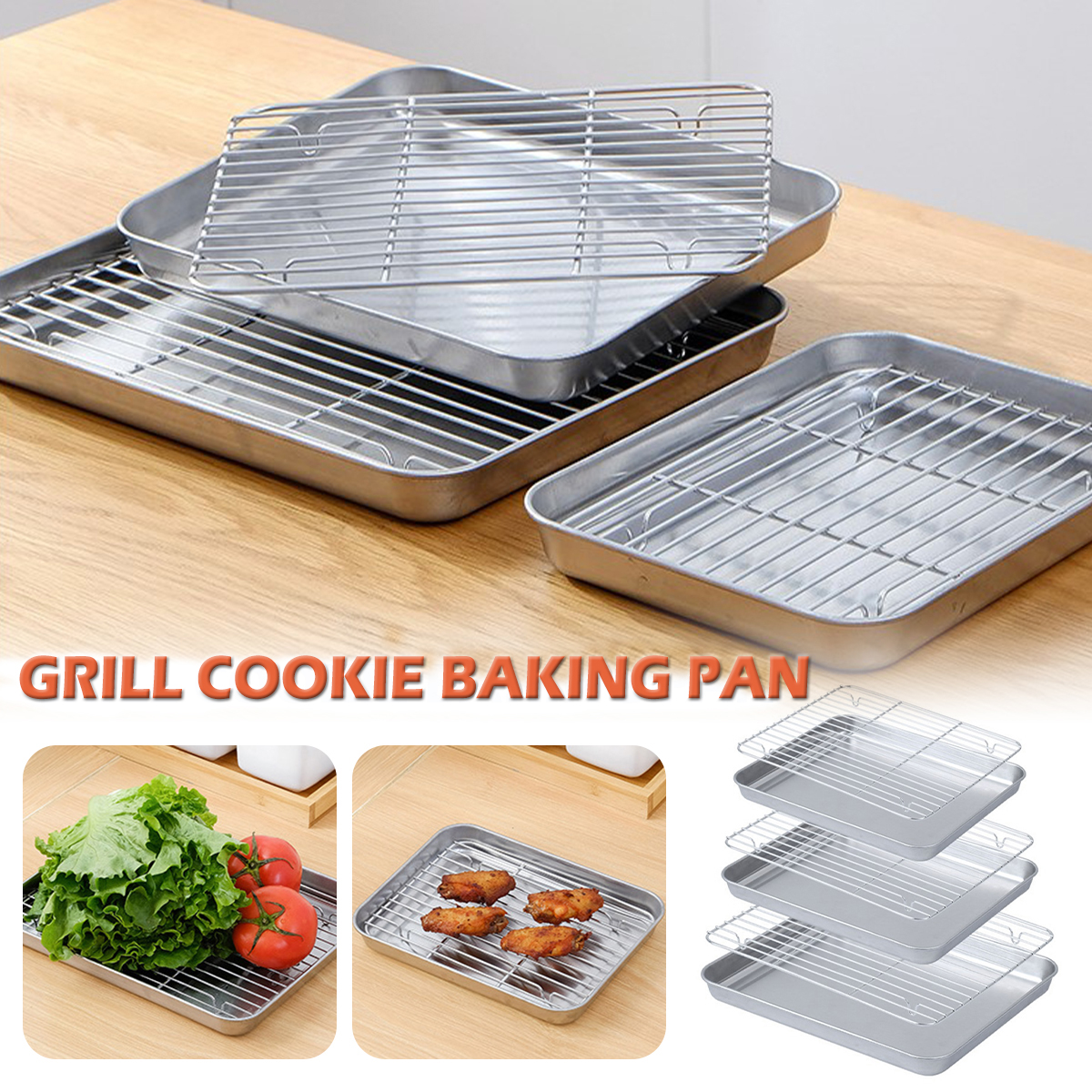 Stainless Steel Baking Tray wi - Cooling Rack Wire recension och pris
