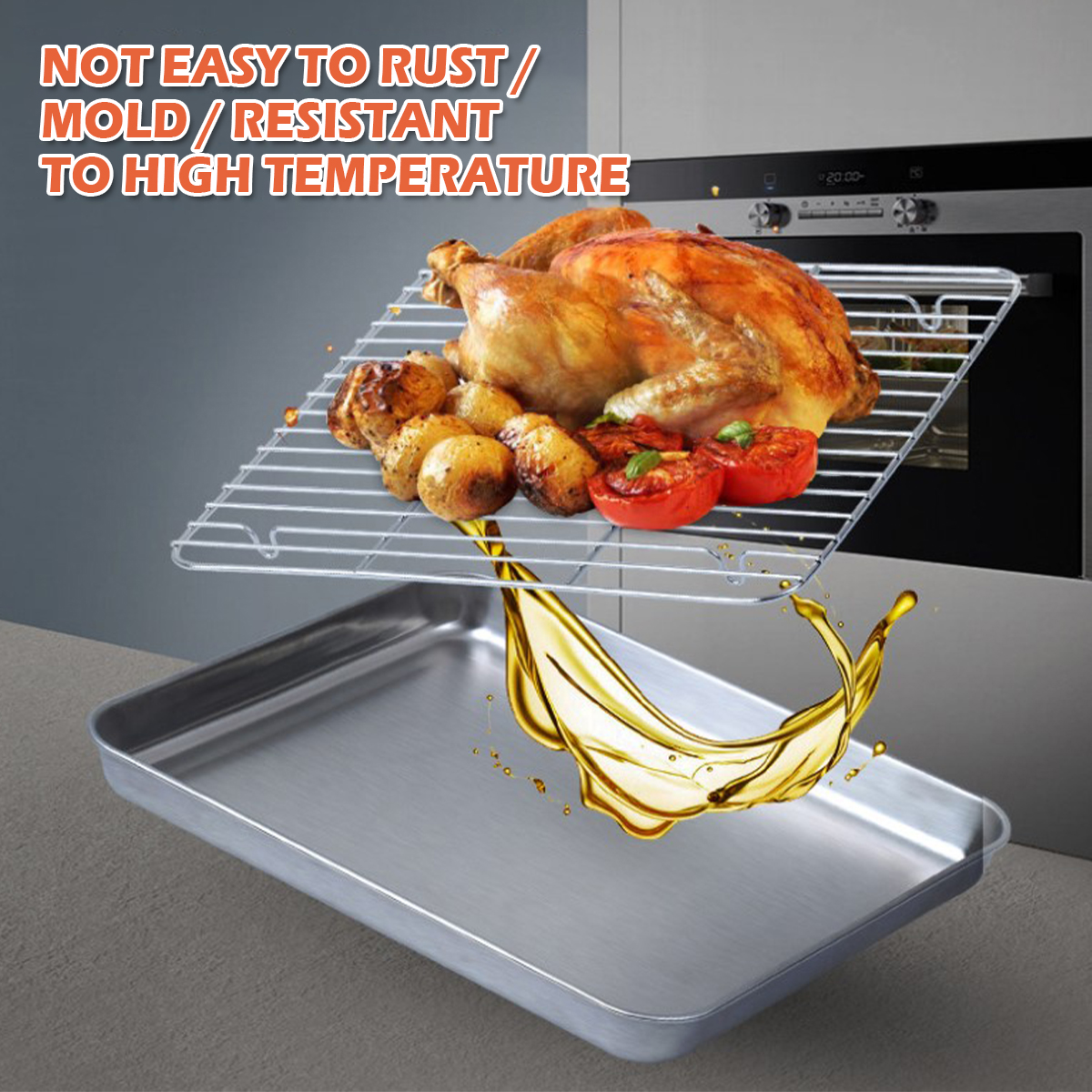 Stainless Steel Baking Tray wi - Cooling Rack Wire recension och pris