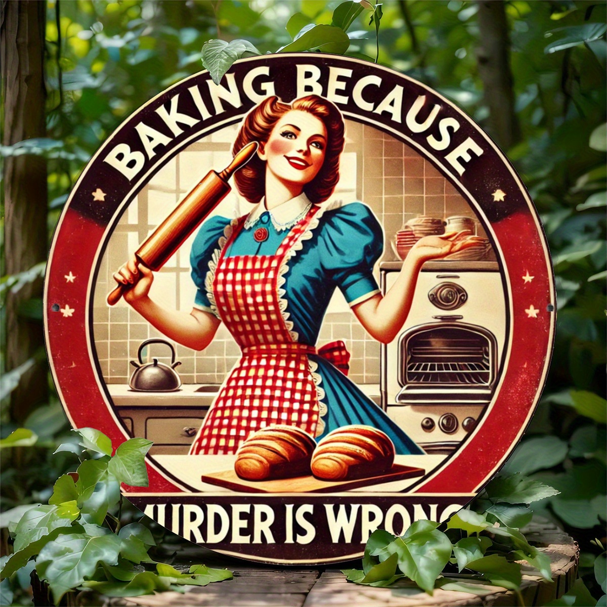 Vintage Lady Baking Aluminum S - Kitchen Baking Quotes recension och pris