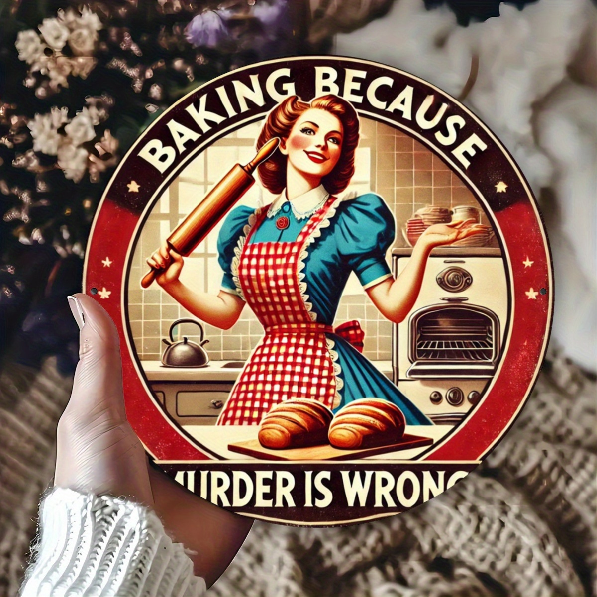 Vintage Lady Baking Aluminum S - Kitchen Baking Quotes recension och pris