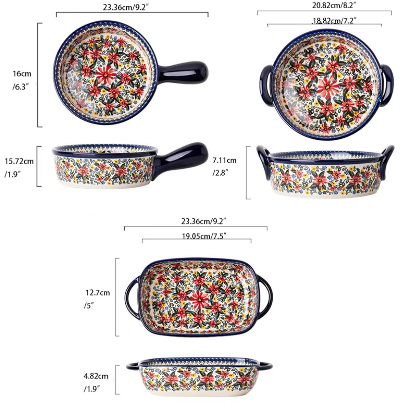 1pc,Floral ceramic baking tray - Kitchen Baking Must Haves recension och pris