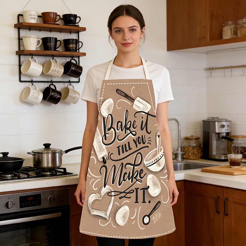1pc Baking Quote Apron Beige K - Kitchen Baking Quotes recension och pris