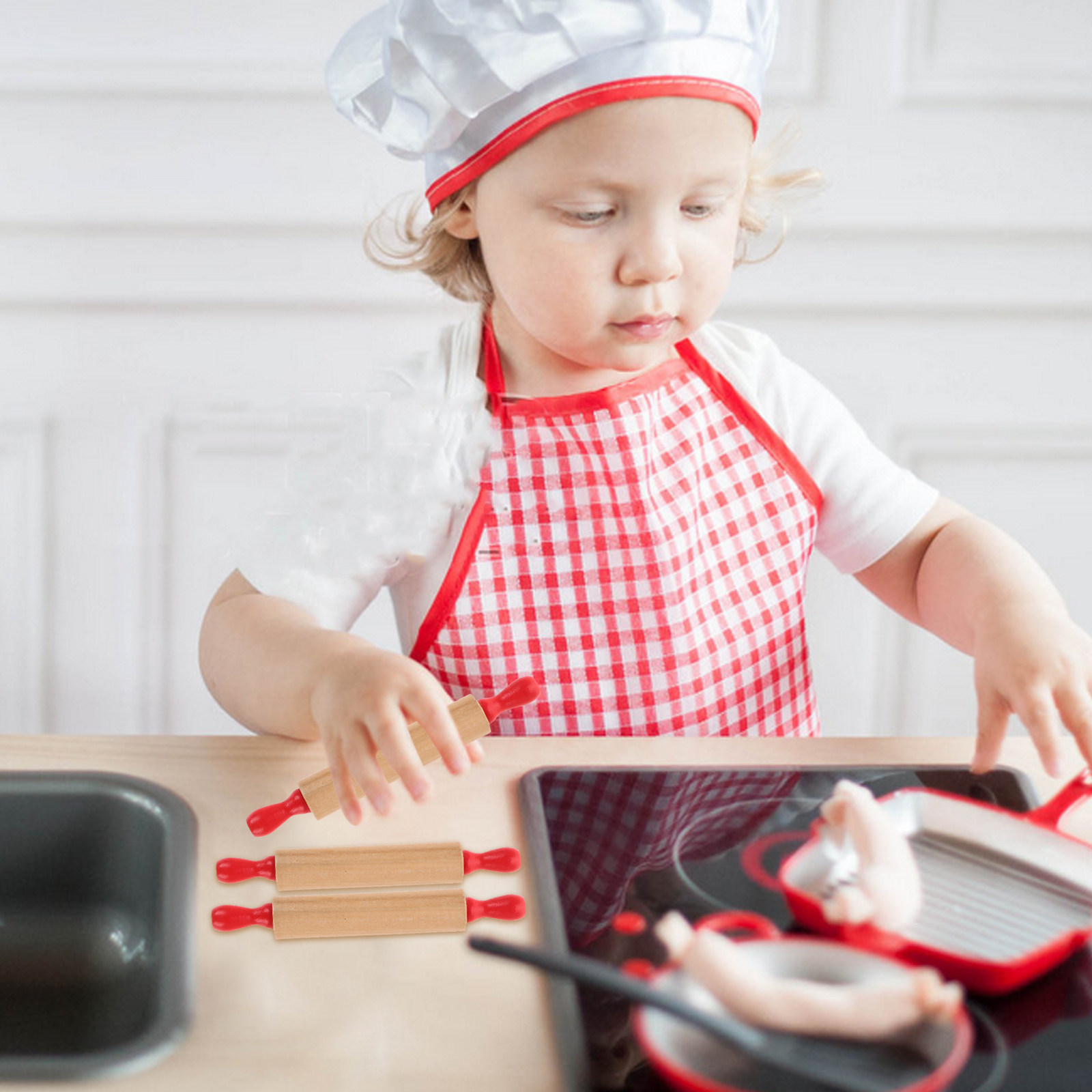 4Pcs Mini Wooden Rolling Pins  - Baking Kitchen Kids recension och pris